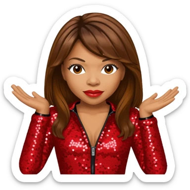 Tisha Campbell with long brown hair, red sequin outfit  sticker