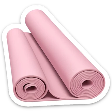Soft light pink yoga mat rolled up, pastel background, minimal style sticker