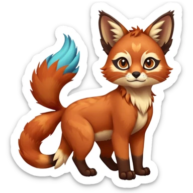 Colorful tropical blue exotic cute cool beautiful shiny beautiful fantasy-caracal-Gryphon-Cacomistle-Trico-Red-Panda-oncilla-animal-Fakémon-hybrid-fursona (full body) sticker