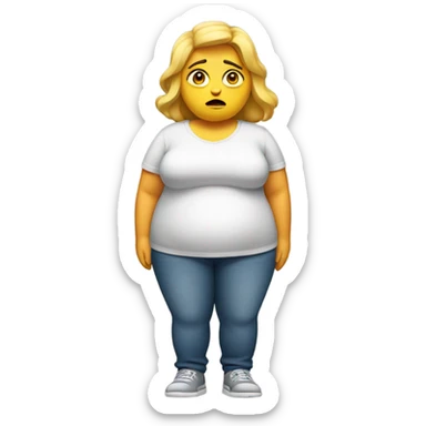 fat woman full body looking concerned sticker