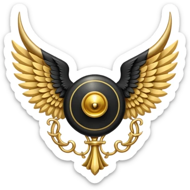 holy emblem with black wings with horn sticker