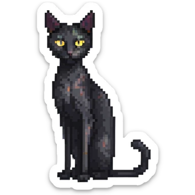 skinny black cat with yellow eyes sticker