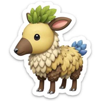 Colorful swampy muddy Mareep-Skiddo-Mudbray-fusion, full body sticker