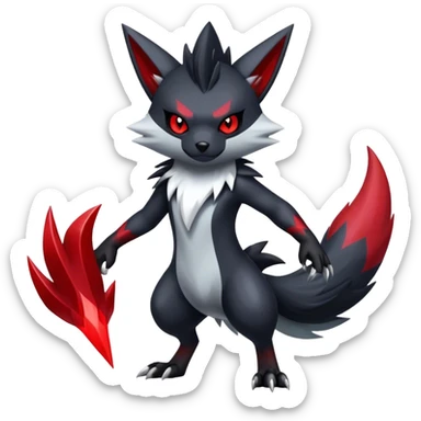 Epic Shiny Cool Edgy Zangoose-Zorua-Zoroark-Pokemon-fakemon-hybrid-animal Full Body  sticker