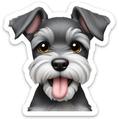 Schnauzer puppy with tongue out sticker