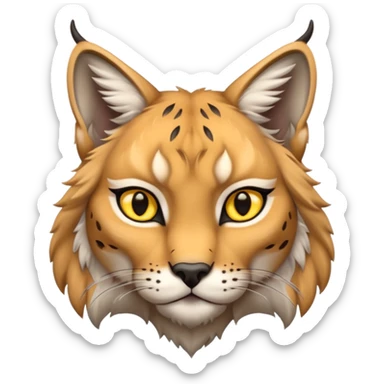 A high-resolution photo-realistic digital illustration of a majestic young lynx, chest upward  sticker
