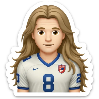 Long Haired Football Players, Footballer with flowing hair in jersey sticker