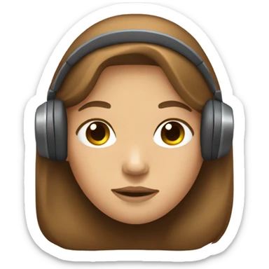 Girl Sleep emoji with long brown hair light skin and headphones sticker