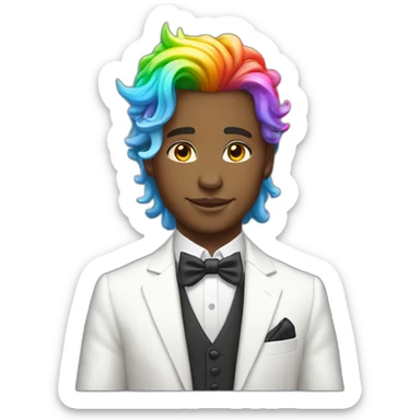 Posh-boy-with-white-suit-and-rainbow-unicorn-hair sticker