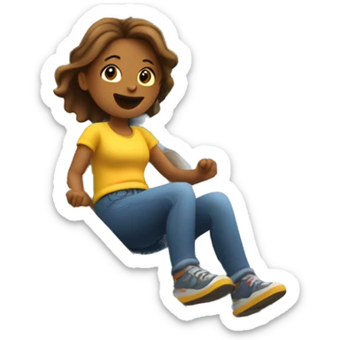 Woman going down a slide in a playground  sticker