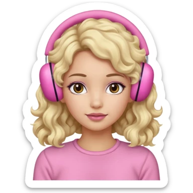 Mädchen mit blondem welligem langen Haar und rosanen top und rosa kuschelige Ohrenschützer für den Winter und latina make up sticker