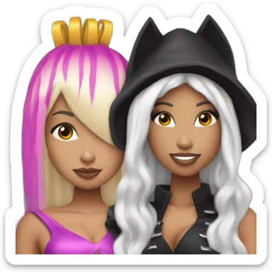 Nicki minaj with Shakira wearing Halloween costumes  c sticker