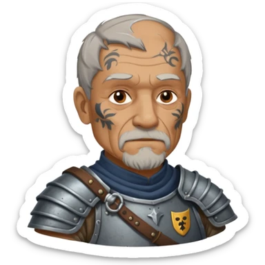 elderly tattooed knight, tattooed shoulder sticker