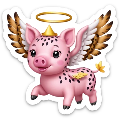 Cheetah print flying pig with angel wings sticker