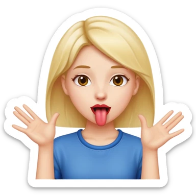 girl with tounge out and hands to side sticker