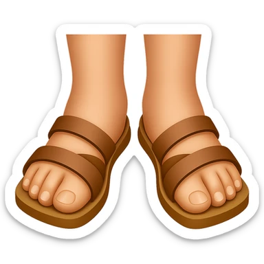 Front view of Mary Magdalene's feet in sandals, matching the style and colors of the emoji style, transparent background. sticker