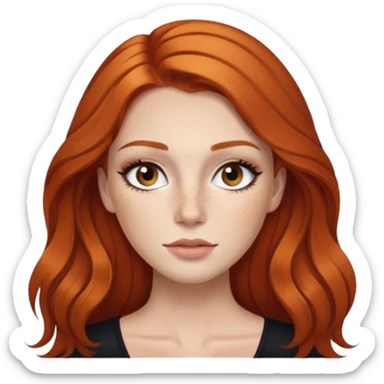 ginger hair, brown eyes, freckled, baddie,pretty, makeup, black eyeliner, long hair sticker