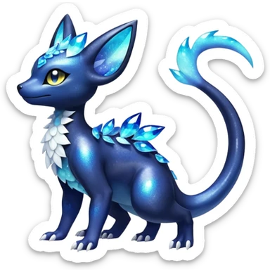 Shiny icy iridescent Nebulae Salandit-Meowstic-Umbreon-Fakémon-hybrid-creature (full body)  sticker