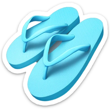 Realistic light blue pair of summer flip flops isolated. sticker