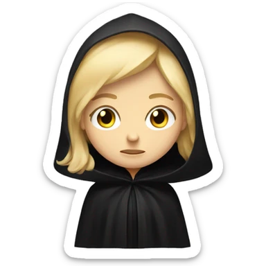 blonde haired girl frowning in a black cloak sticker