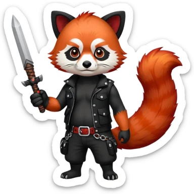 full body punk red panda with red and black hair with a blunt in hand  sticker