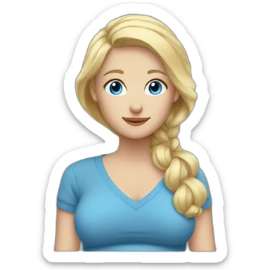 pregnant blonde with blue eyes in a blue sweater sticker