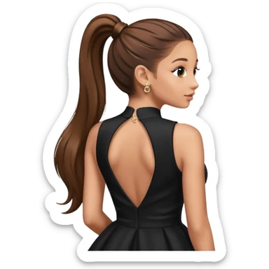  Ariana grande back view with long hair in a ponytail  sticker