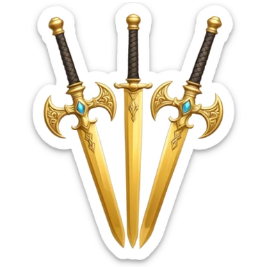 Two Golden royal swords with gold blades and gold handel sticker