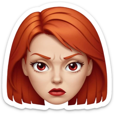 mujer pelirroja con los ojos y los labios maquillados enojada sticker