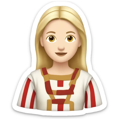 White woman with blond hair 11th century, with vertical red striped tunic sticker