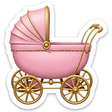 baroque pink baby carriage sticker