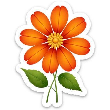 An autumn flower with orange-red petals curled by cool wind. sticker