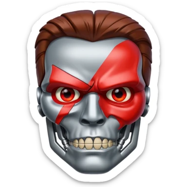Red eyed half face metal Terminator Arnold Schwarzenegger sticker