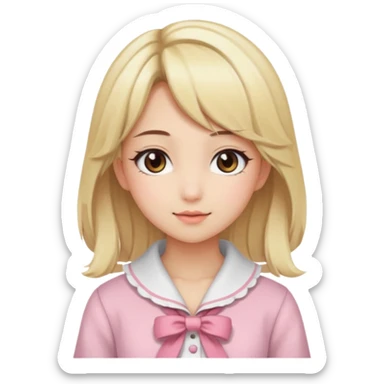 Cute anime girl with blonde hair and brown highlights and cute coquette clothes sticker