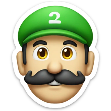 Super Mario bros emoji Luigi only head black mustache sticker