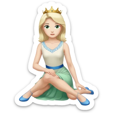 prince, upright, black Hair, blue eyes, garment,  Woman, bending knee, sleveless white dress, blonde hair, green eyes, sticker