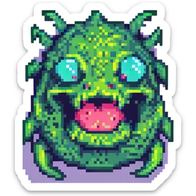slime monster with a goofy face sticker
