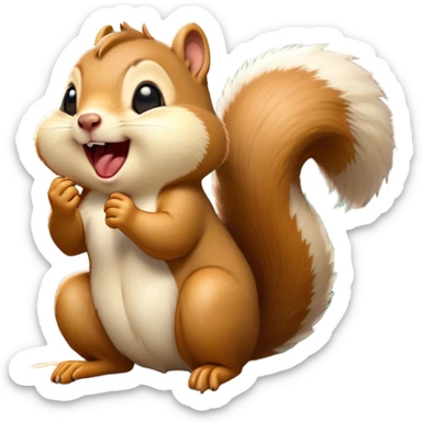 Cinematic Silly Yawning Squirrel Portrait Emoji, Head tilted with a dramatic, wide-open yawn revealing a tiny, adorable snout, soft, downy fur and a fluffy tail slightly askew, Simplified yet irresistibly cute features, highly detailed, glowing with a soft, cozy woodland glow, high shine, relaxed yet humorously expressive, stylized with a dash of whimsical woodland charm, soft glowing outline, capturing the essence of a drowsy yet endearing squirrel that appears ready to stretch and yawn its way into your heart! sticker