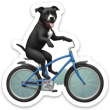 black staffie dog riding a bike sticker