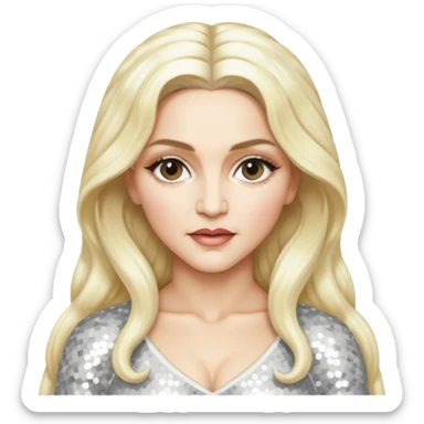 Madonna with long platinum blonde hair, ivory sequin outfit  sticker