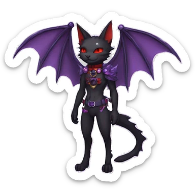 cool edgy black punk red Purple ethereal fantasy nargacuga-bat-cat-Fakemon collar harness full body sticker