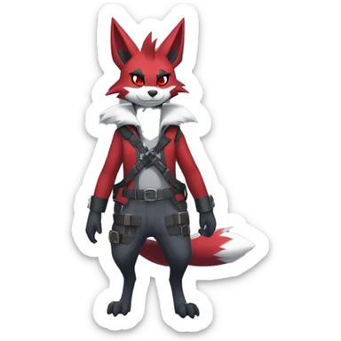 Cool Edgy Zorua-Zangoose-Zoroark-Mightyena with a collar and harness full body sticker