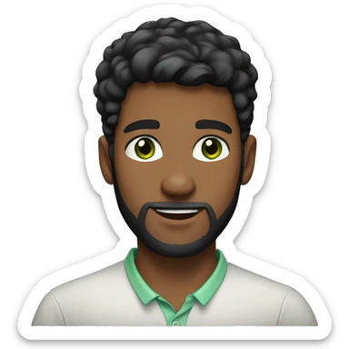 a young man of 26 years old with a beard, green eyes, short black hair, being an English teacher  sticker