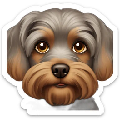 Grey brown dog yorkshire brown eyes sticker