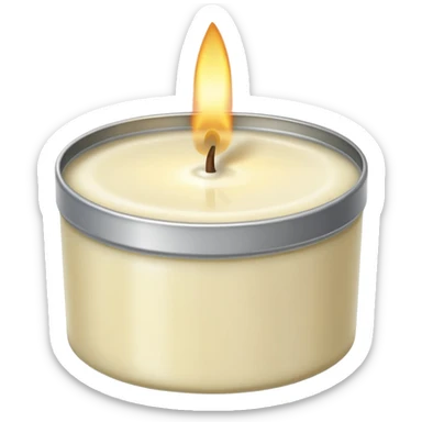 Vanilla candle – cream-colored wax in a silver tin sticker