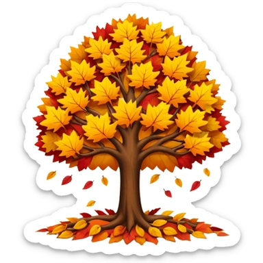 autumn tree with leaves falling  sticker