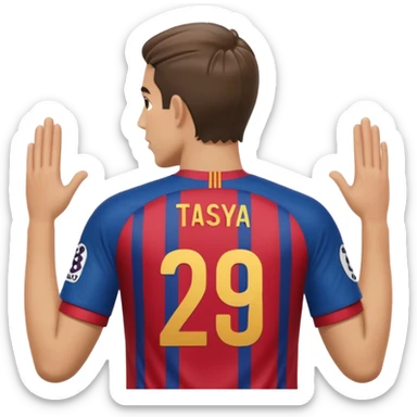 buat costum seperti diatas buat mirip hanya pakaian saja tidak pakai orang dan dari belakang barcelona nama punggung tasya dan nomor punggung 29 menghadap belakang custom belakangnya baju belakangnya tidak pakai orang hanya bajunya saja baju belakangnya sticker