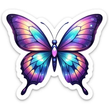 Shiny Glossy Glittery Sparkly Nebula Galaxy Crystal Butterfly sticker