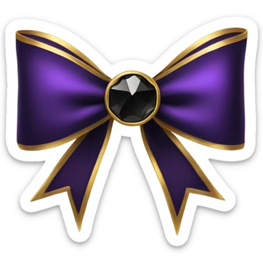 Dark purple bow with small gold plated dark black gem on the bow middle goth bow sticker