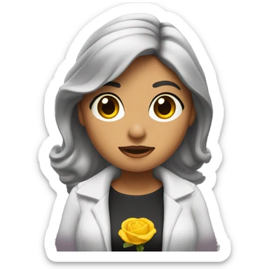 Mujer morena, cabello corto rizo y cantando sticker